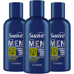 Suave Men Citrus Rush travel bottle pour showing on-the-go cleansing option