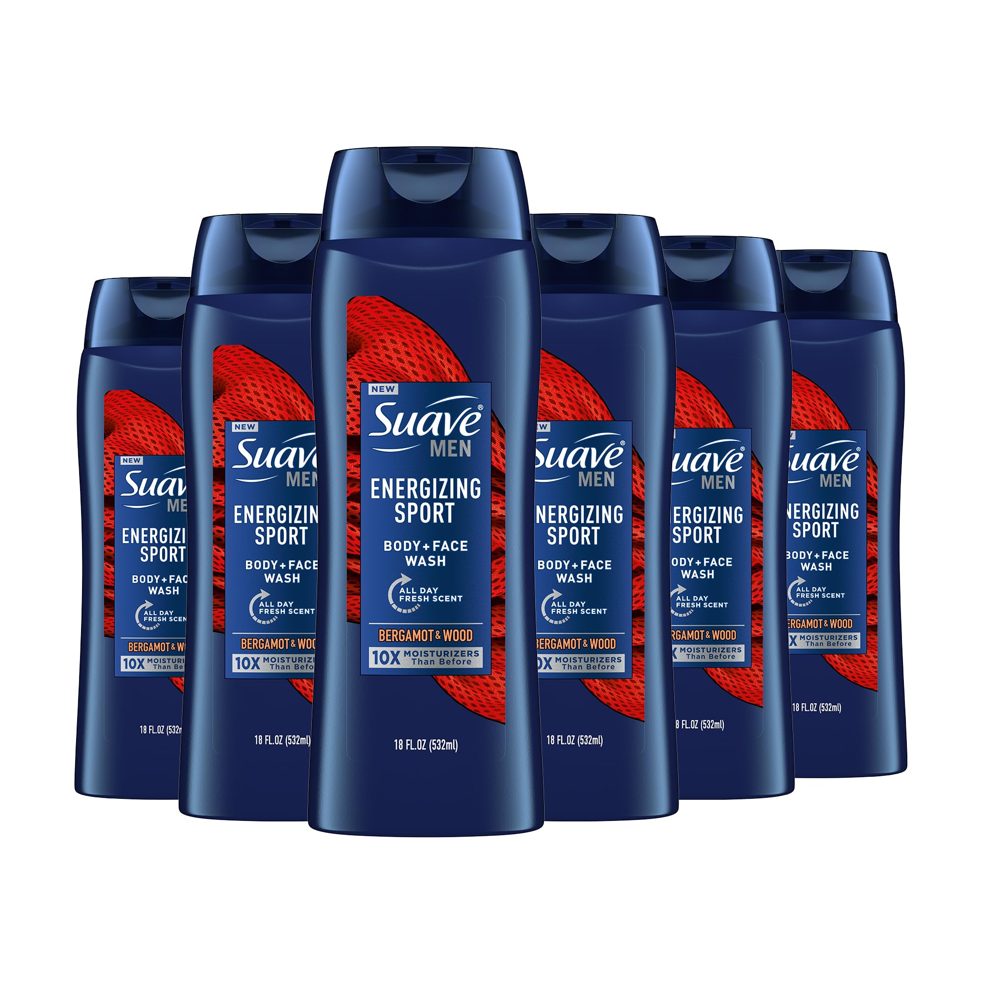 Suave Men Energizing Sport bottle pour for quick, refreshing cleanse after workouts.