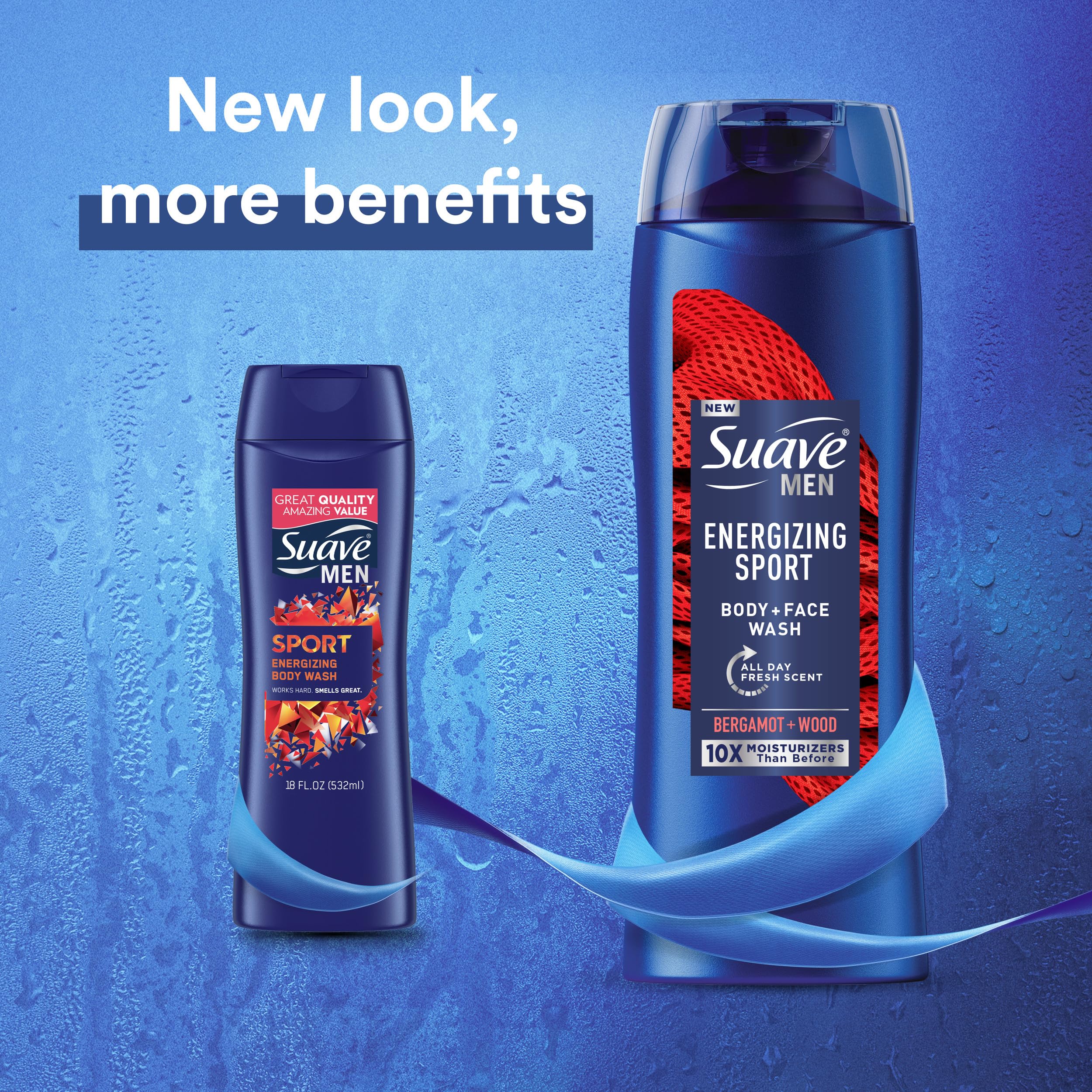 Suave Men Energizing Sport moisturizers keep skin hydrated after wash.