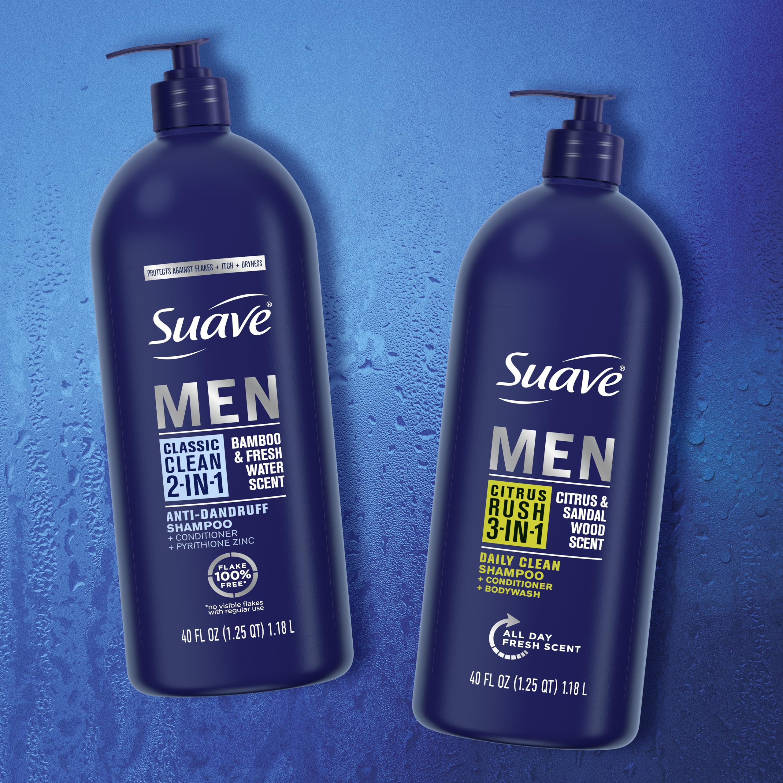 Hair appears flake-free after regular use of Suave Men 2-in-1