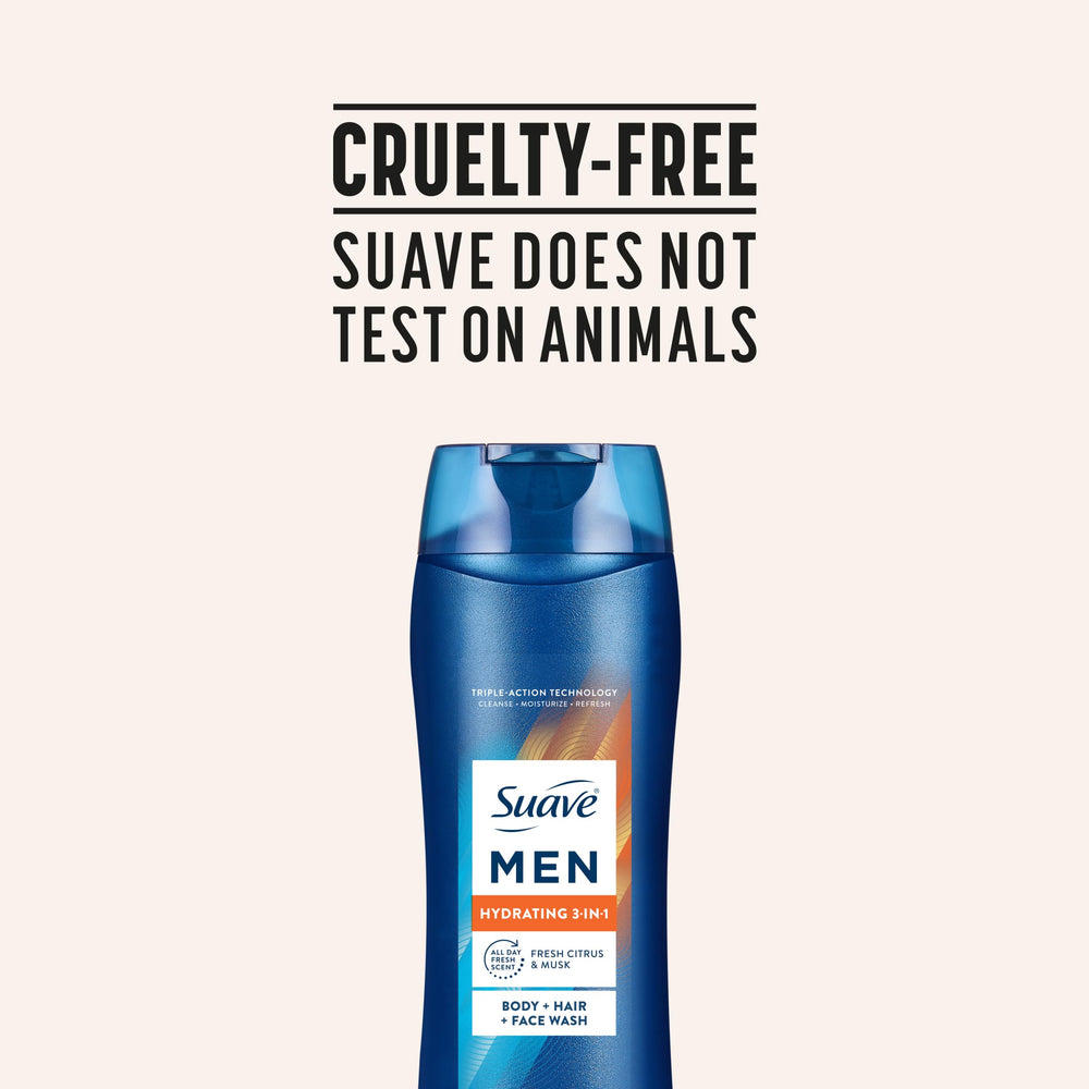 Suave Men Hydrating 3-in-1 new look bottle with refreshed design.