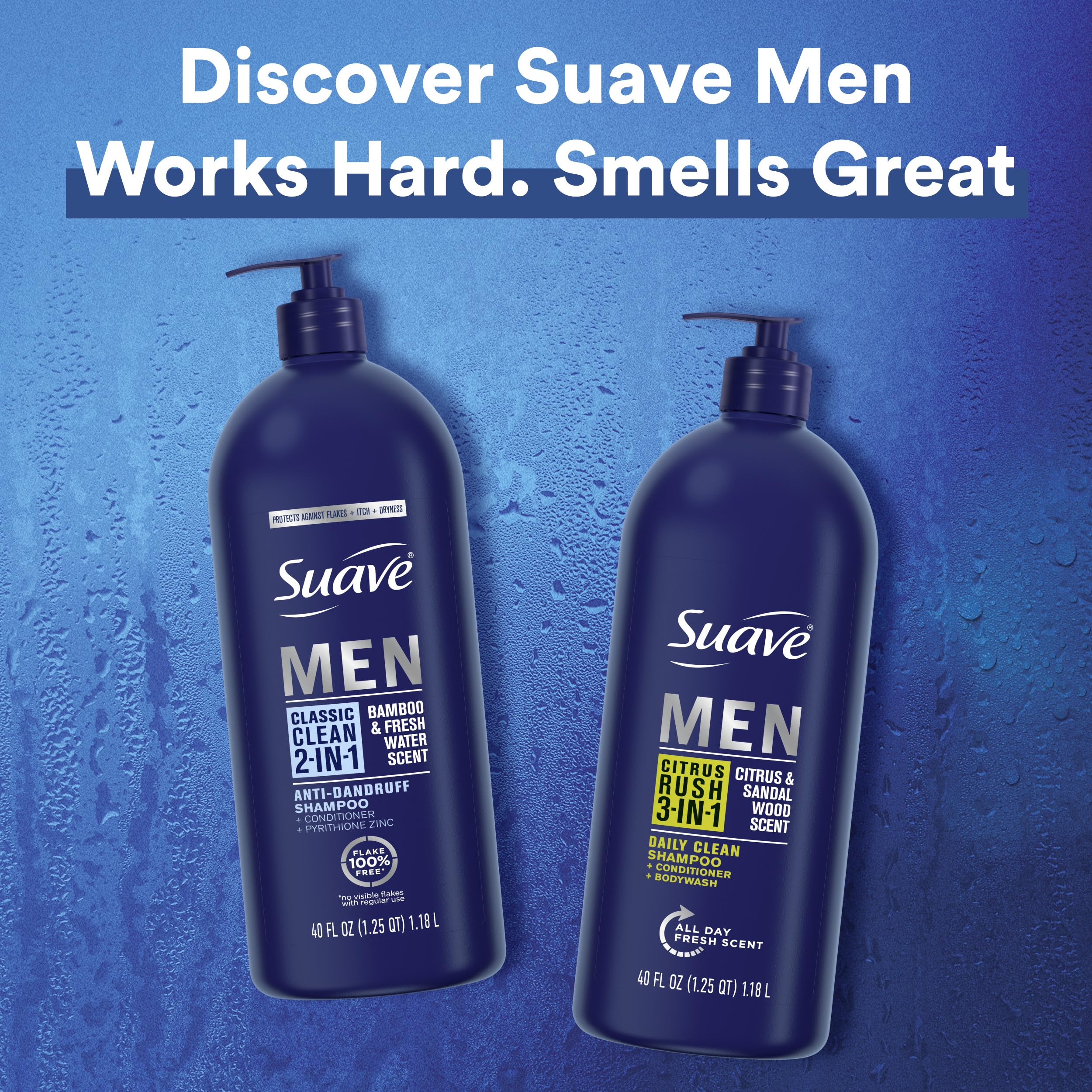 Man applying Suave Men 2-in-1 in the shower for daily care