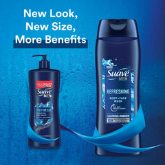 Six-pack of Suave Men Refresh bottles for everyday use.