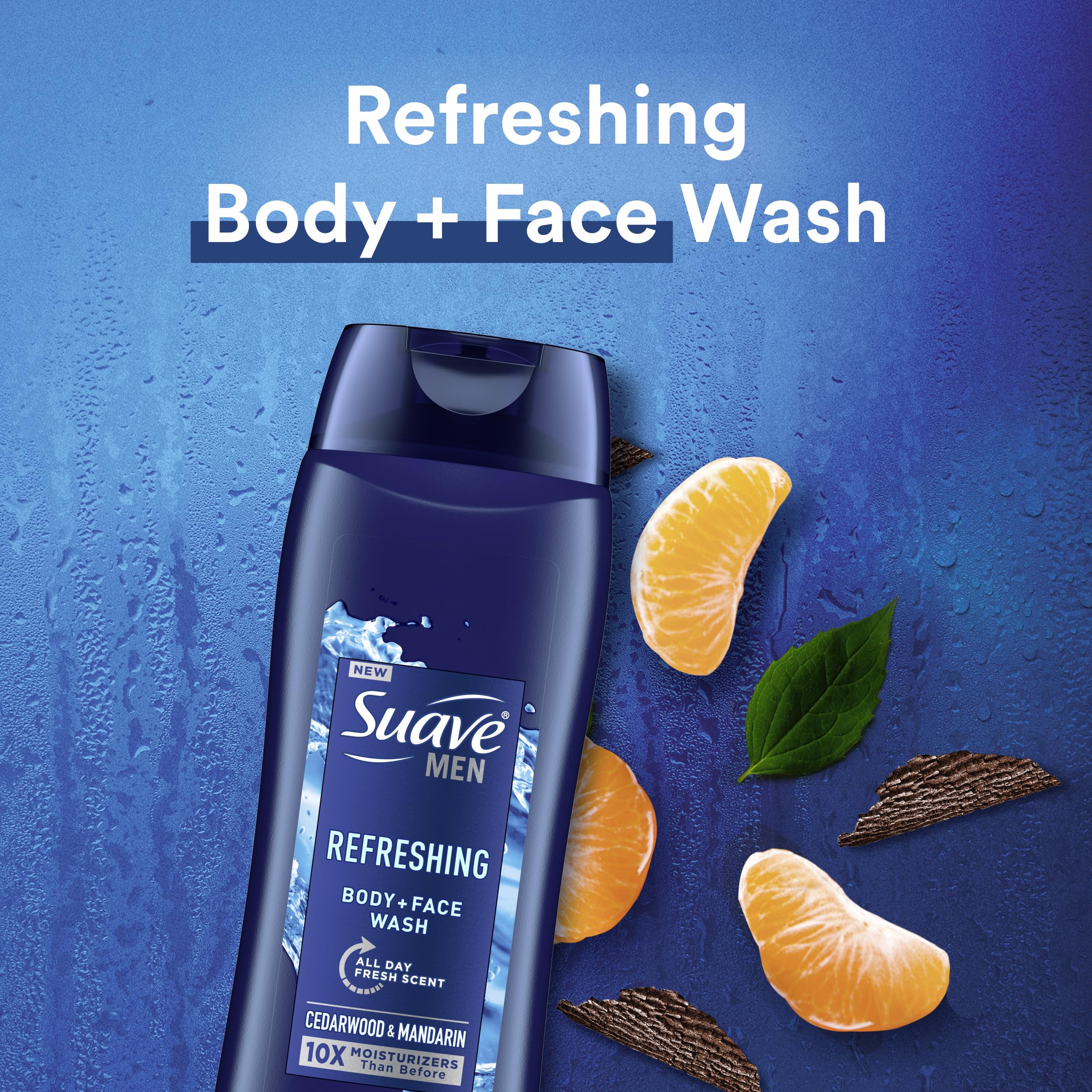 Suave Men Refresh foamy lather ready for daily cleansing.