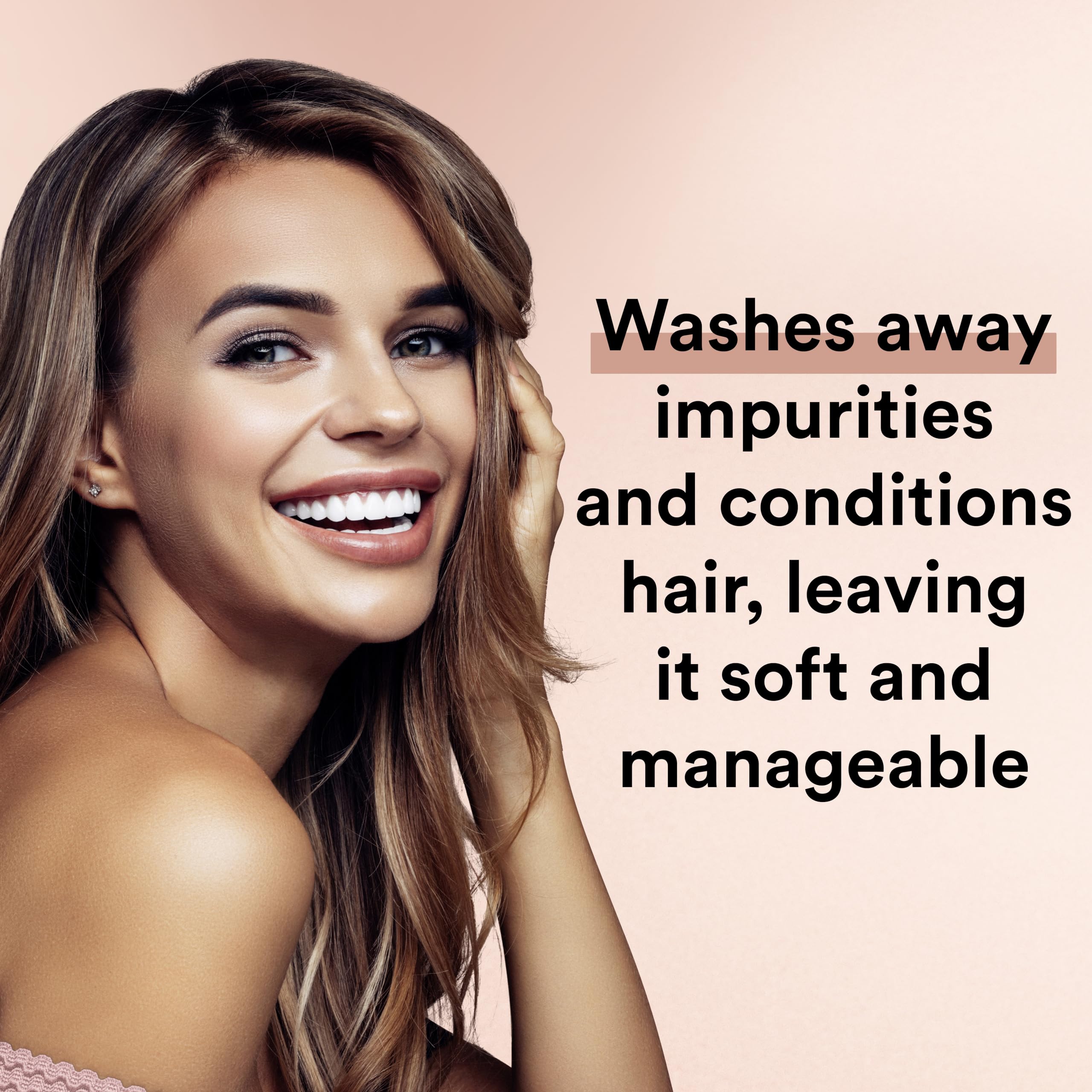 Shiny, hydrated hair after using the Suave 2-in-1 formula