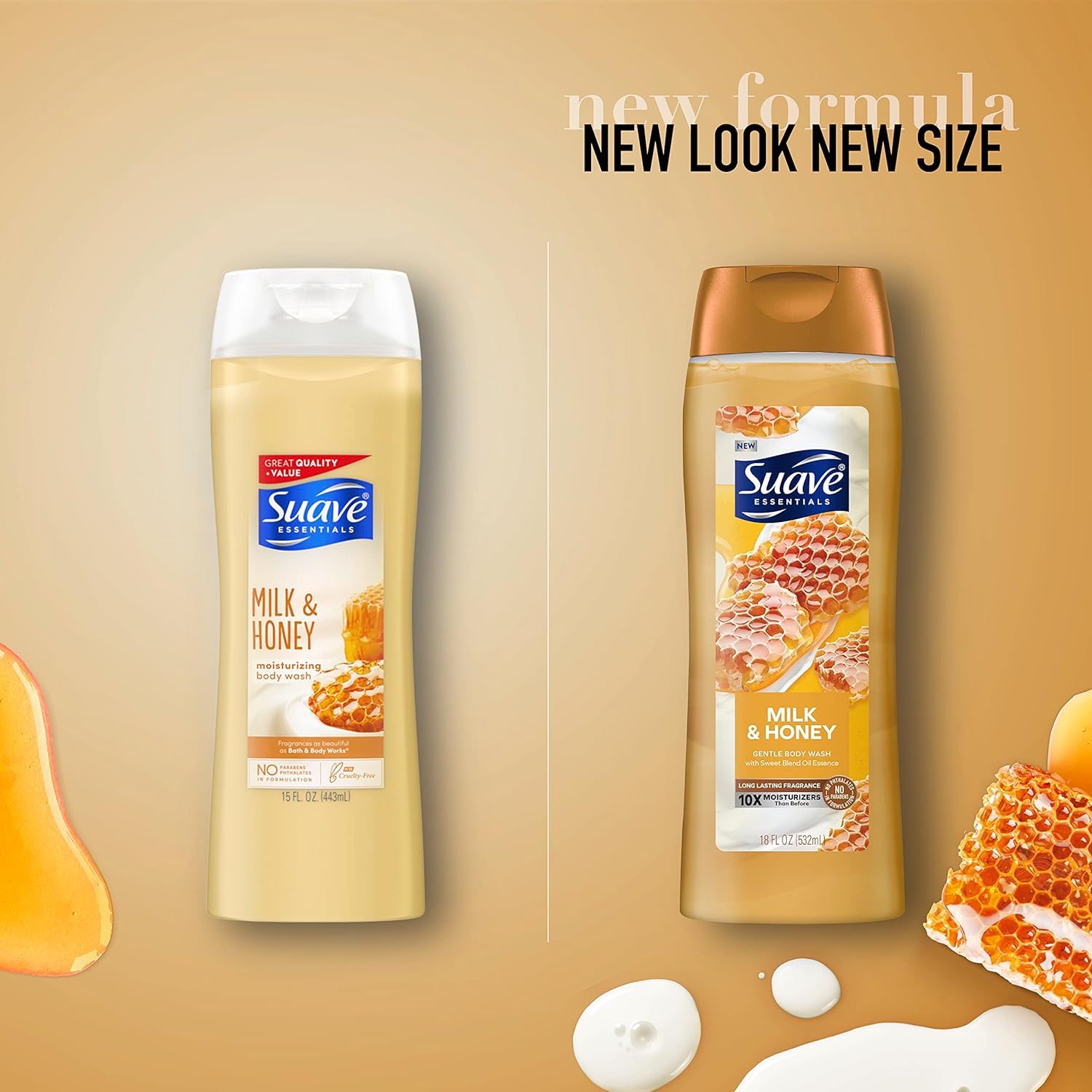 Suave Milk & Honey bubbles image showcasing rich lather and moisture