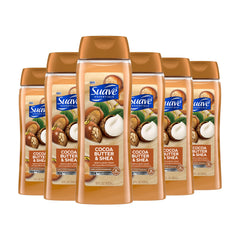 Suave Moisturizing Body Wash bottle showing cocoa butter and shea for silky, hydrated skin