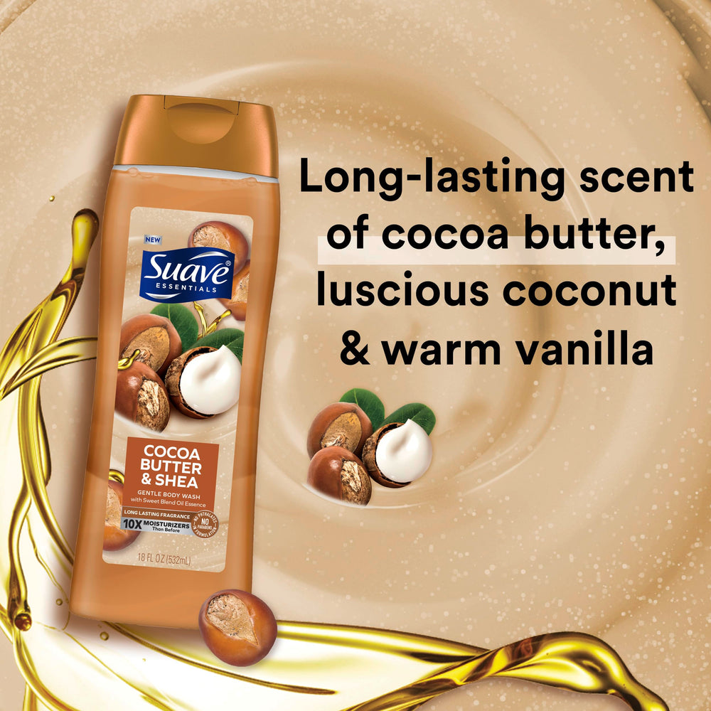 Close-up of rich lather from Suave Cocoa Butter and Shea body wash