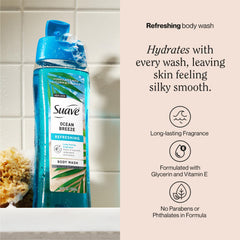 Creamy lather of Suave Ocean Breeze Body Wash in action