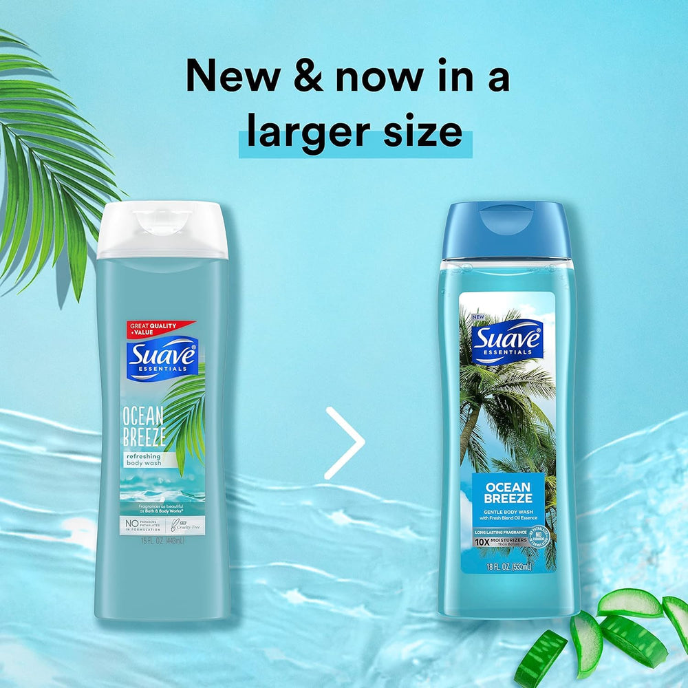 Suave Ocean Breeze bubbles show abundant foaming shower experience.