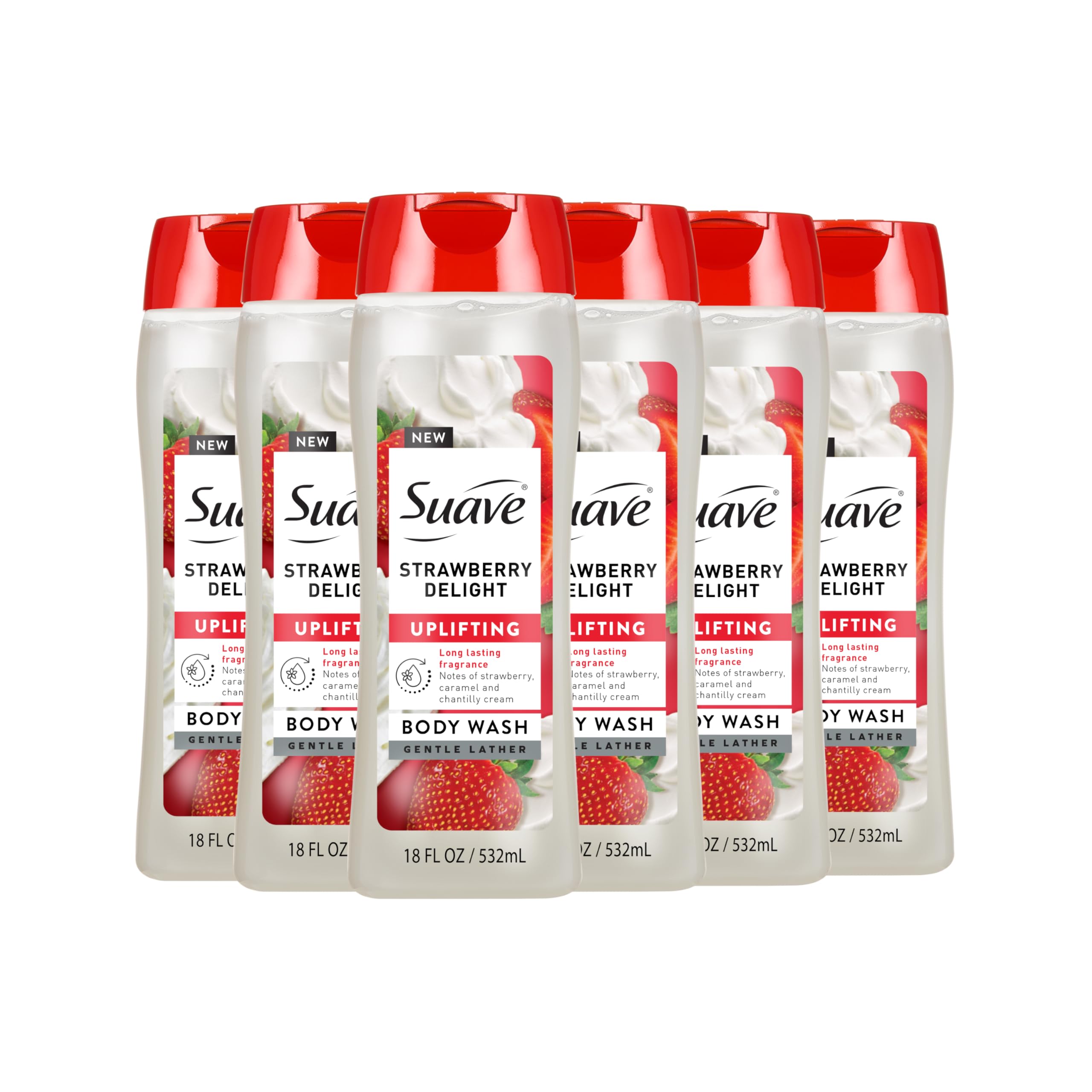 Suave Strawberry Delight bottle shows a hydrating daily cleanse.