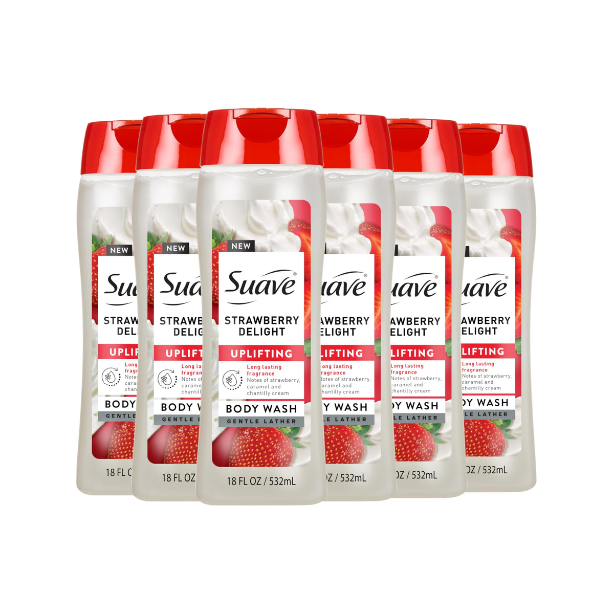 Suave Strawberry Delight bottle shows a hydrating daily cleanse.