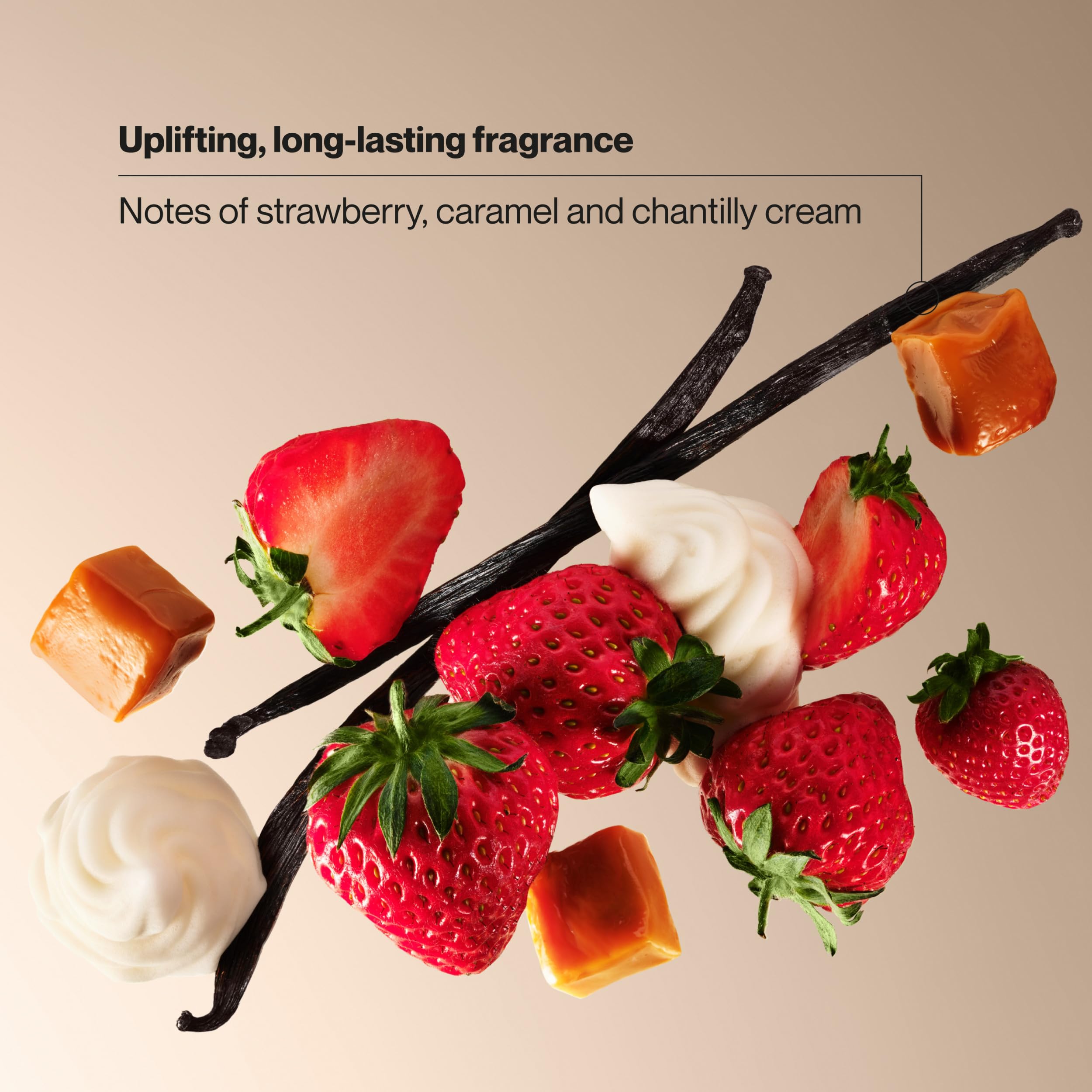 Shower moment with fragrant strawberry delight lingering scent.