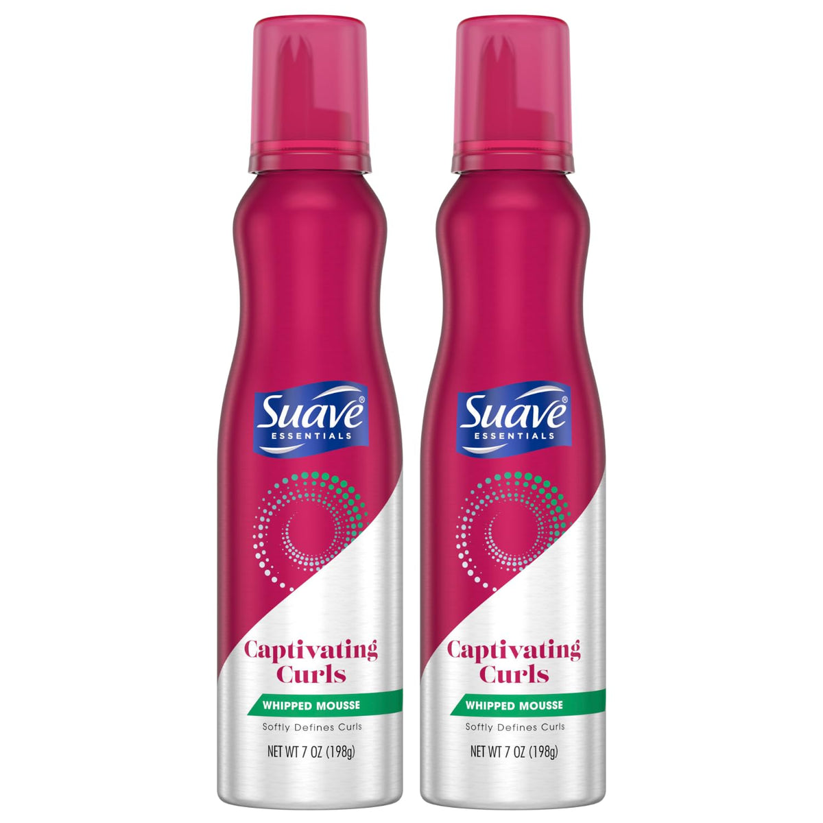 Suave Whipped Mousse bottle with pump delivering easy, curl-friendly styling.