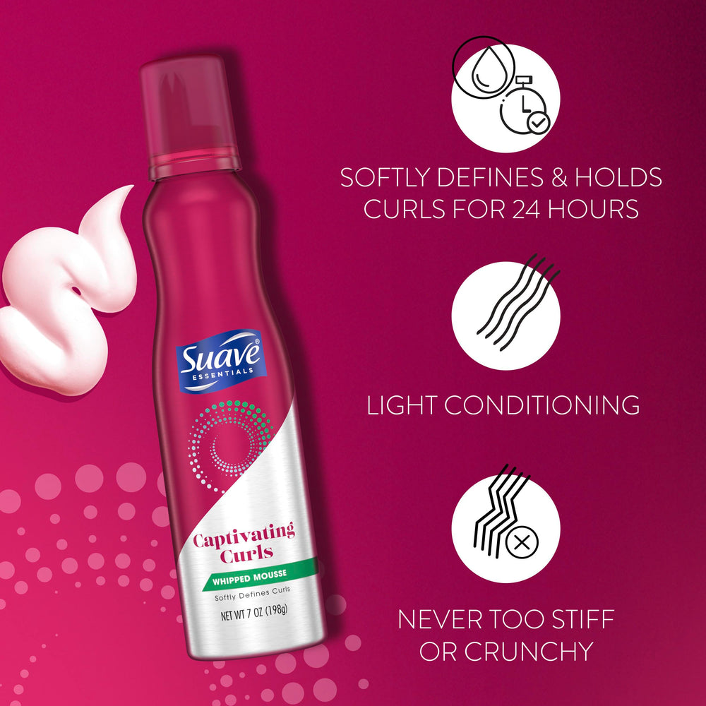 Suave Whipped Mousse creates soft, natural curl definition.