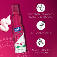 Suave Whipped Mousse creates soft, natural curl definition.