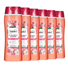 Suave Wild Cherry Blossom Body Wash bottle highlights fragrance and bottle design