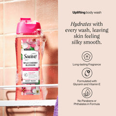 Foam-lather rich cleansing from Suave Wild Cherry Blossom Body Wash