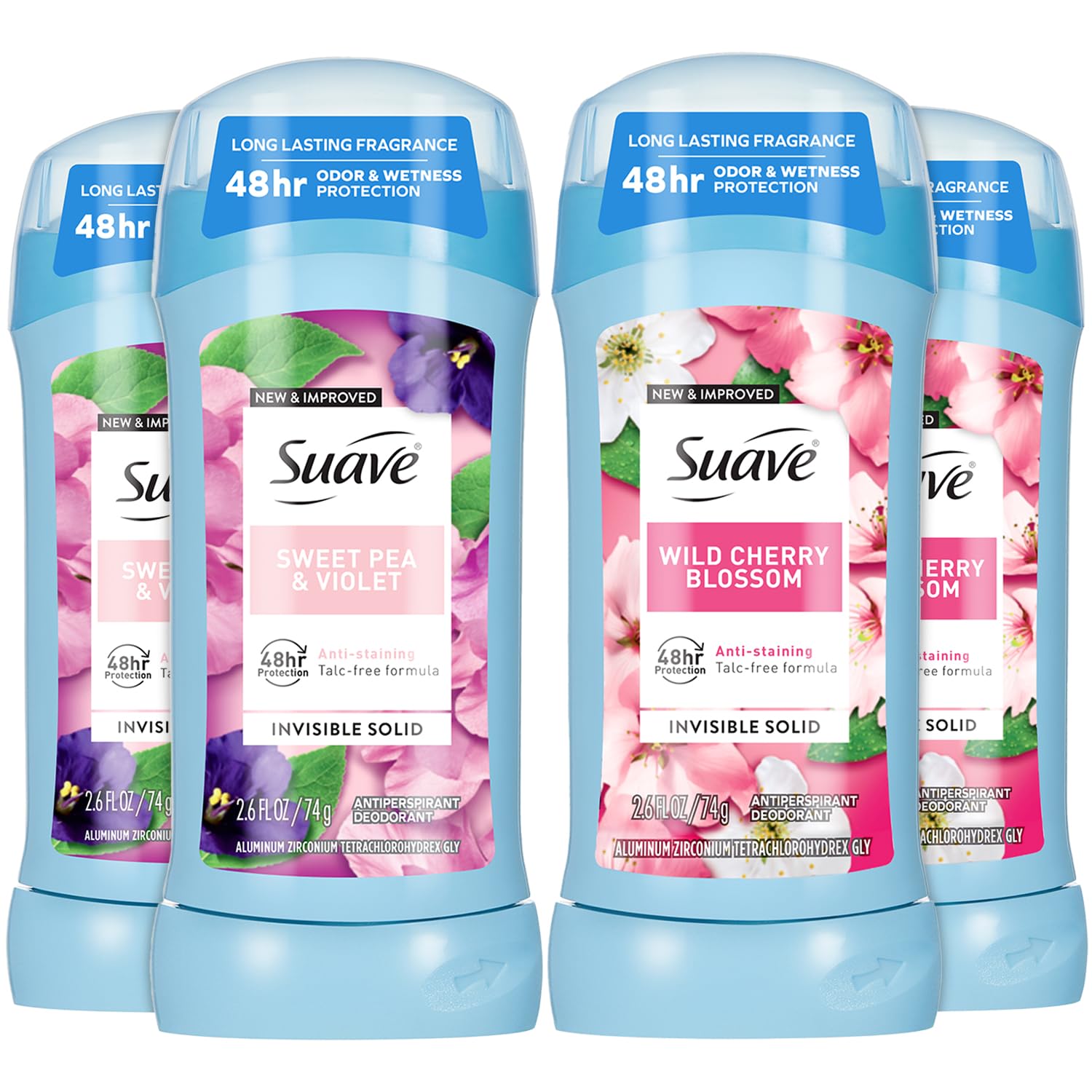 The Suave Wild Cherry Blossom twin pack for daily freshness.