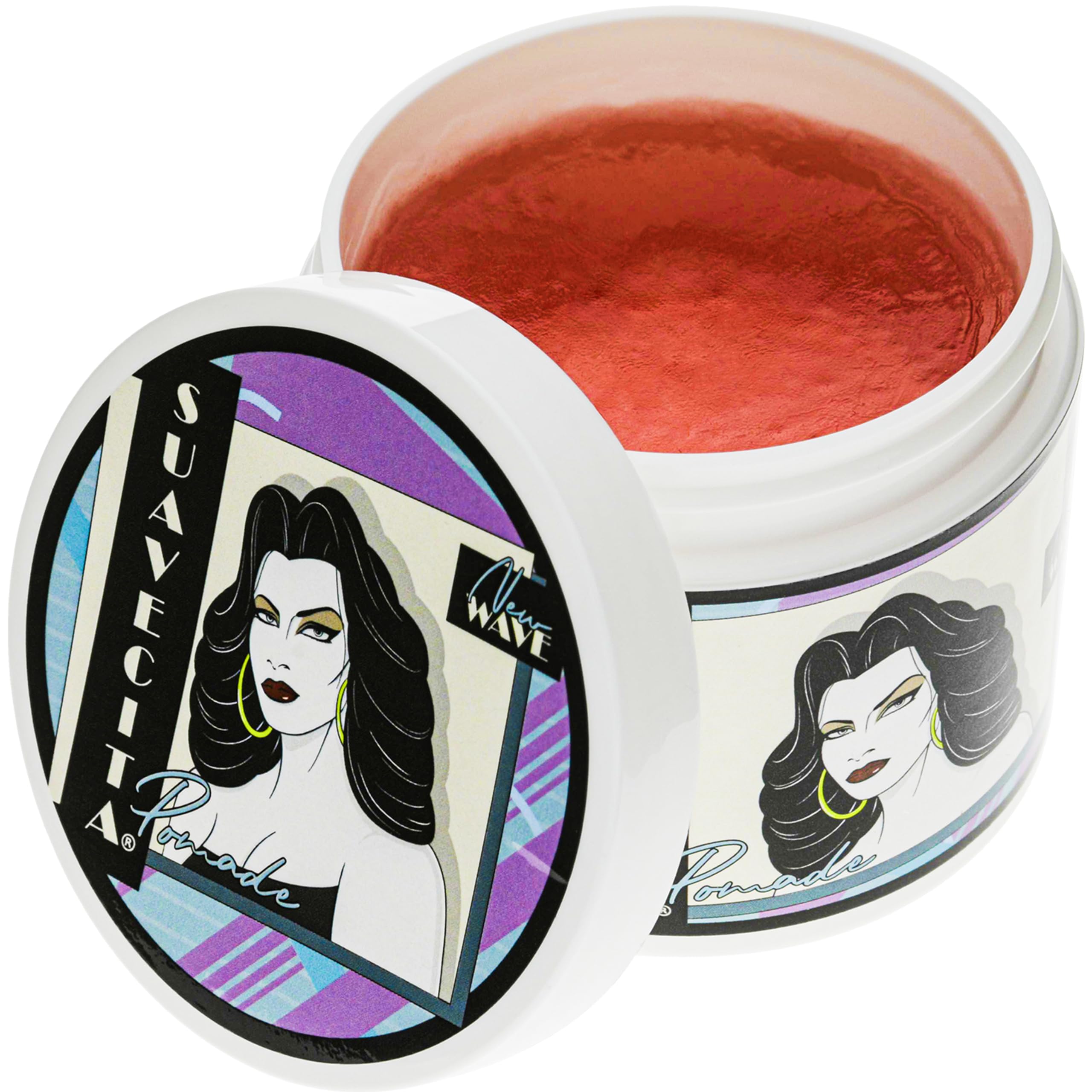 Close-up of glossy, defined texture using Suavecita pomade New Wave Edition.
