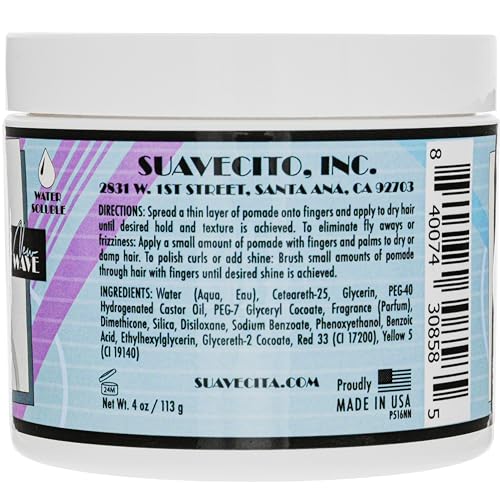 Styled hair with high shine, using Suavecita New Wave Edition pomade.