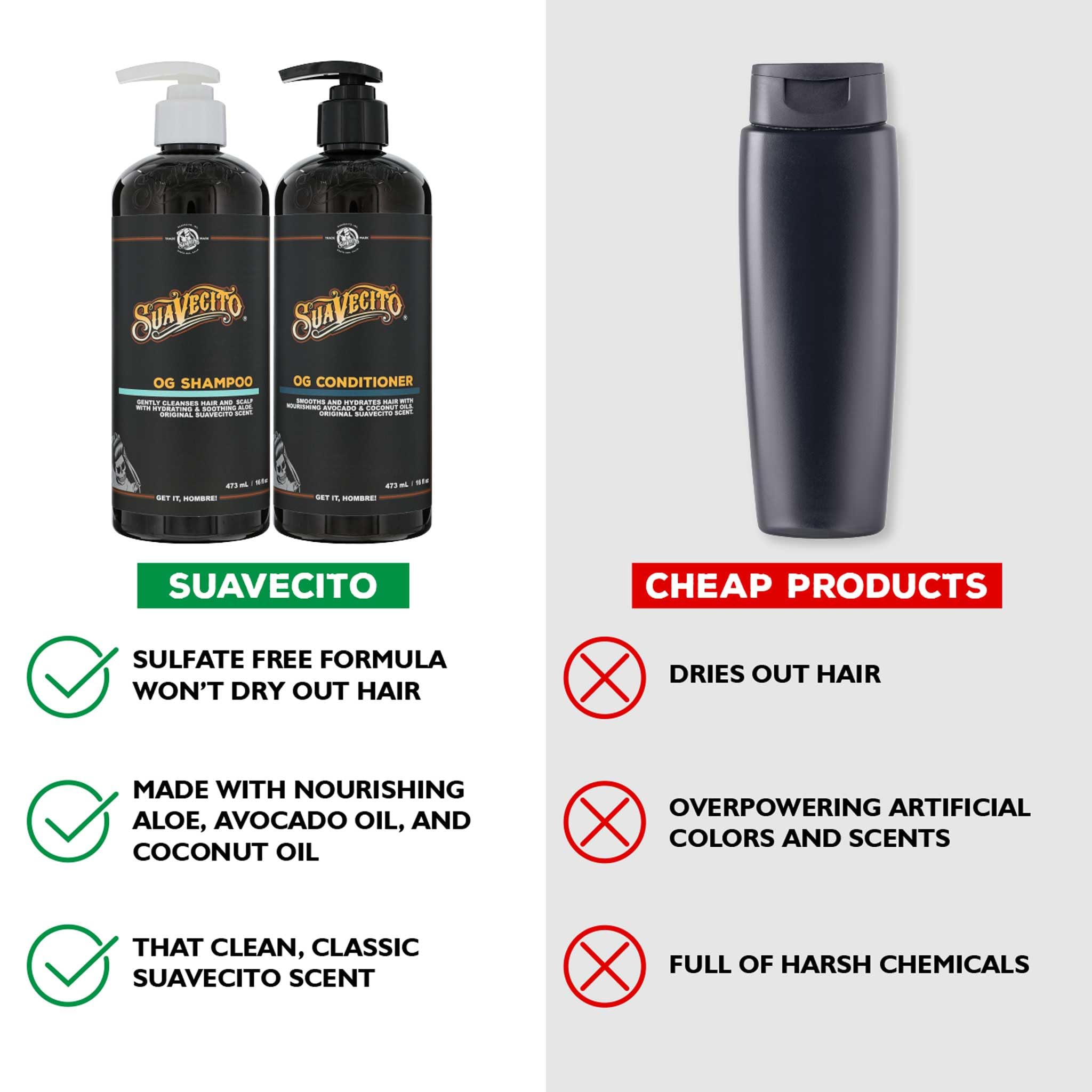 Suavecito natural oils nourish strands for healthier shine.