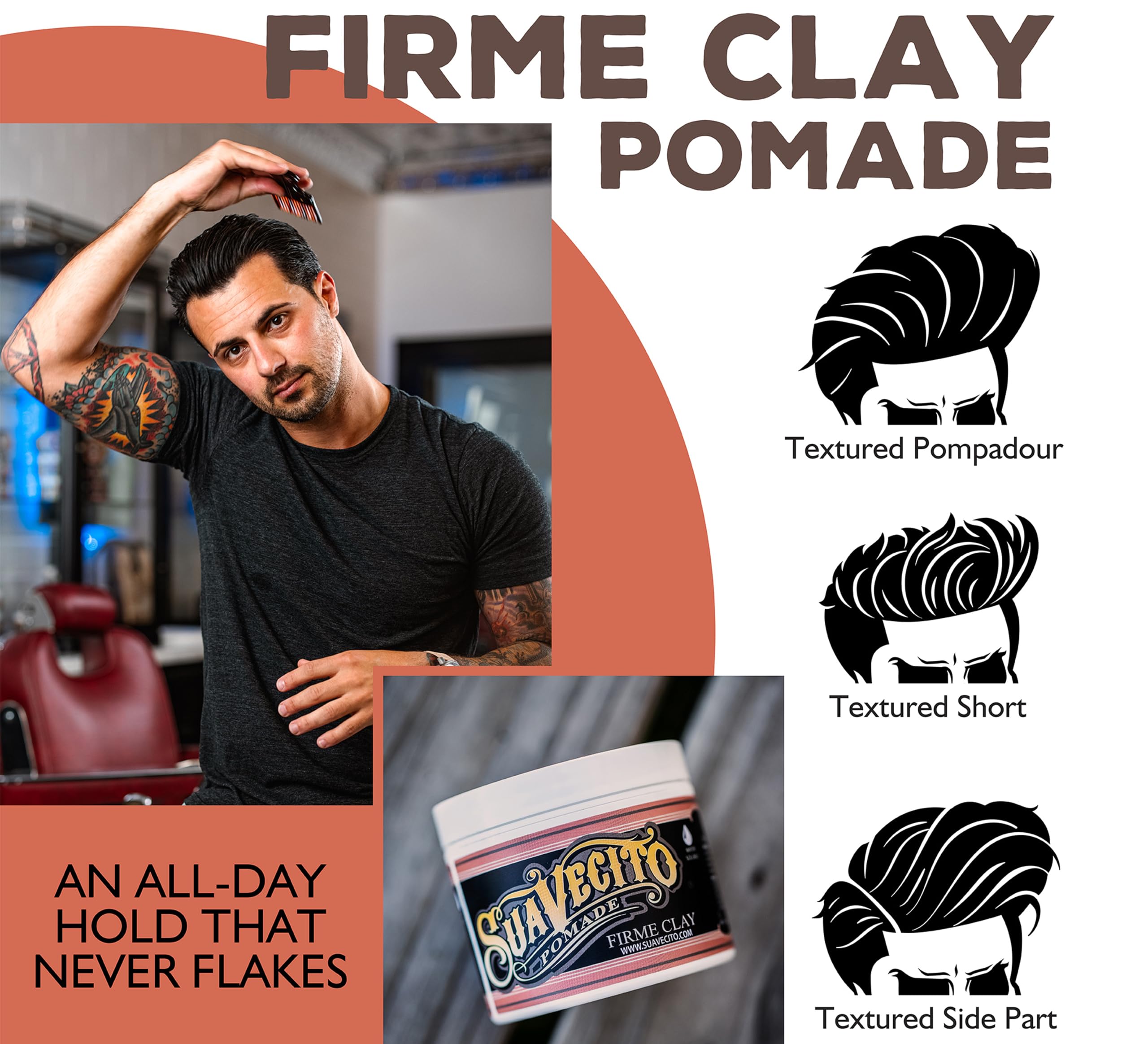 Suavecito Pomade Firme application demo shows easy spreading and shaping.
