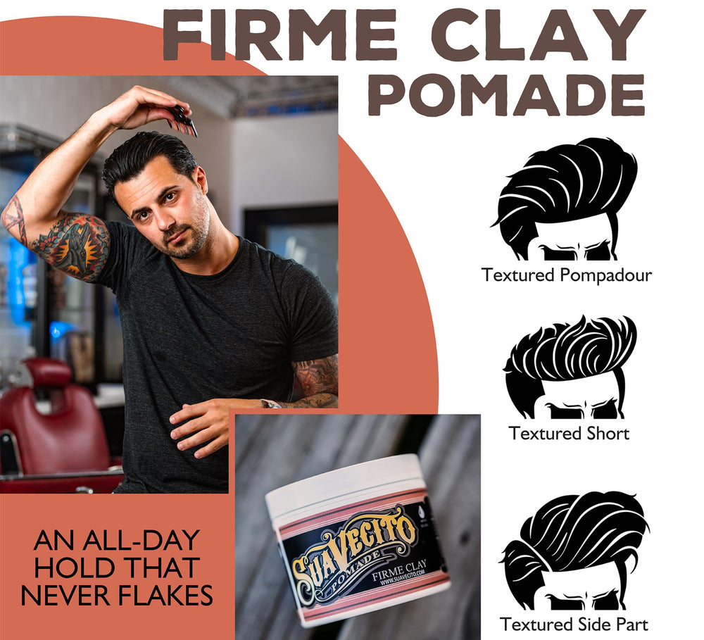 Suavecito Pomade Firme application demo shows easy spreading and shaping.