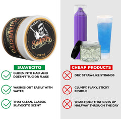 Suavecito Pomade Firme damp hair shows medium shine control