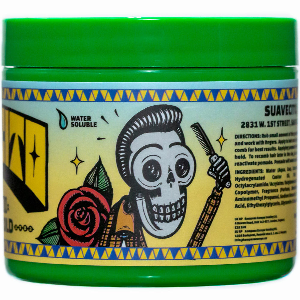 Suavecito Pomade Firme El Dorado packaging conveys premium grooming experience