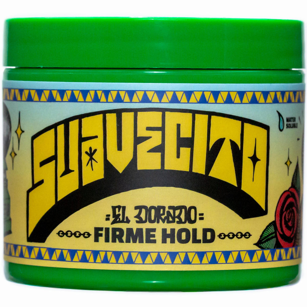 Suavecito Pomade Firme jar front view showing strong hold for all-day style