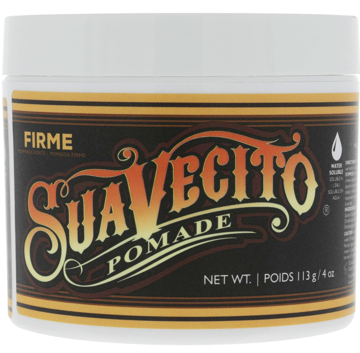 Suavecito Pomade Firme tin with strong hold for all day style