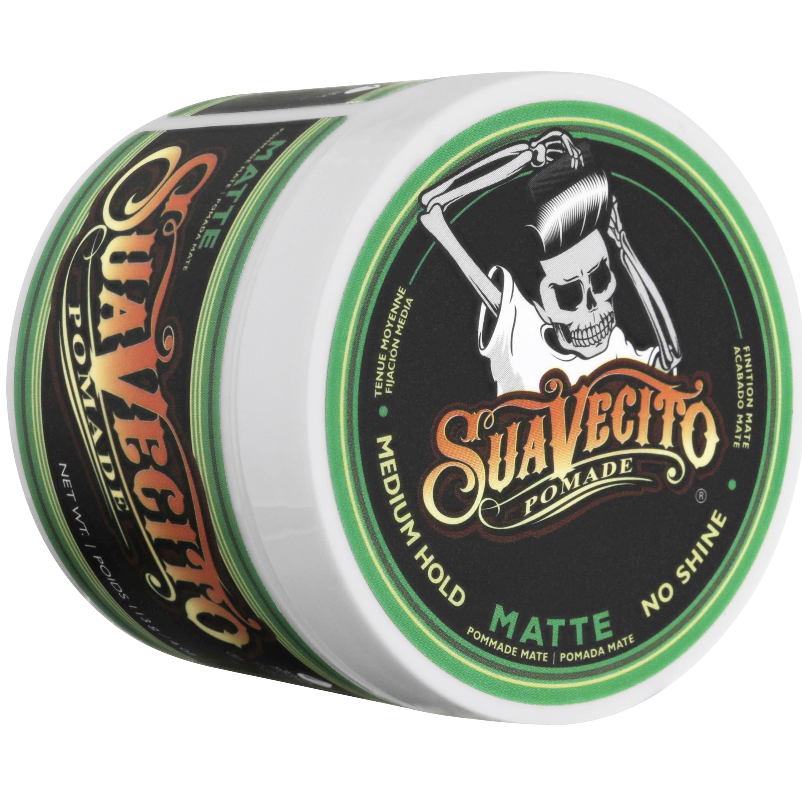 Suavecito Pomade Matte washability hints at easy rinse without residue.