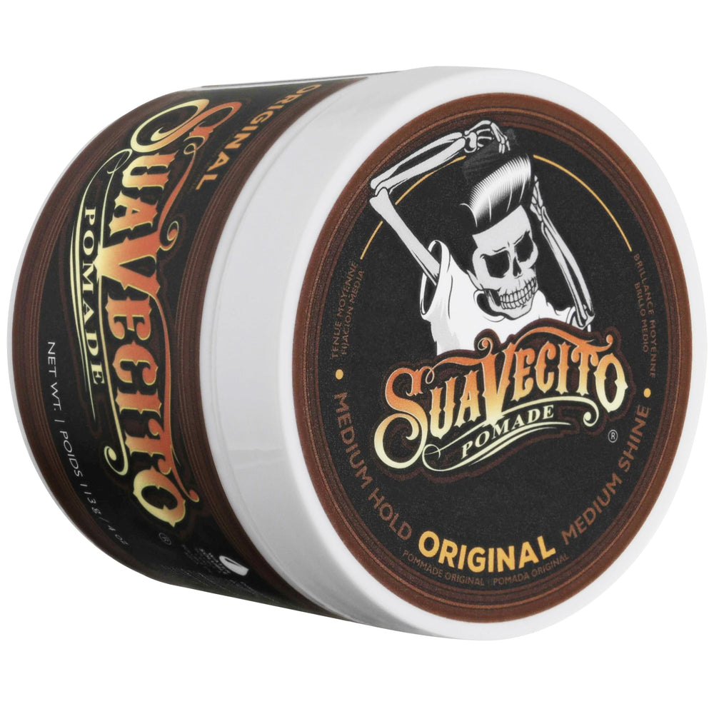 Flake-free finish from Suavecito Pomade Original keeps hair clean.