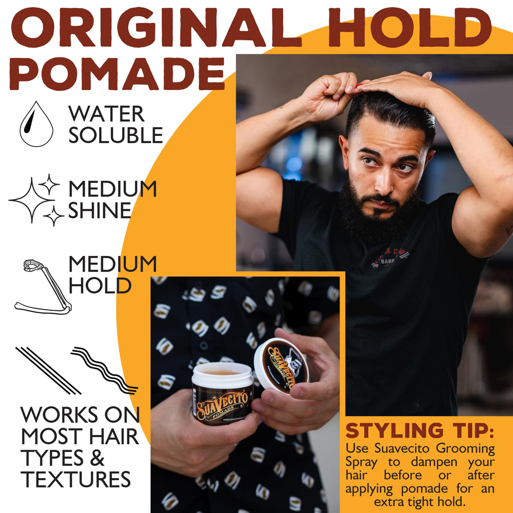 Water-based formula of Suavecito Pomade Original rinses out easily.