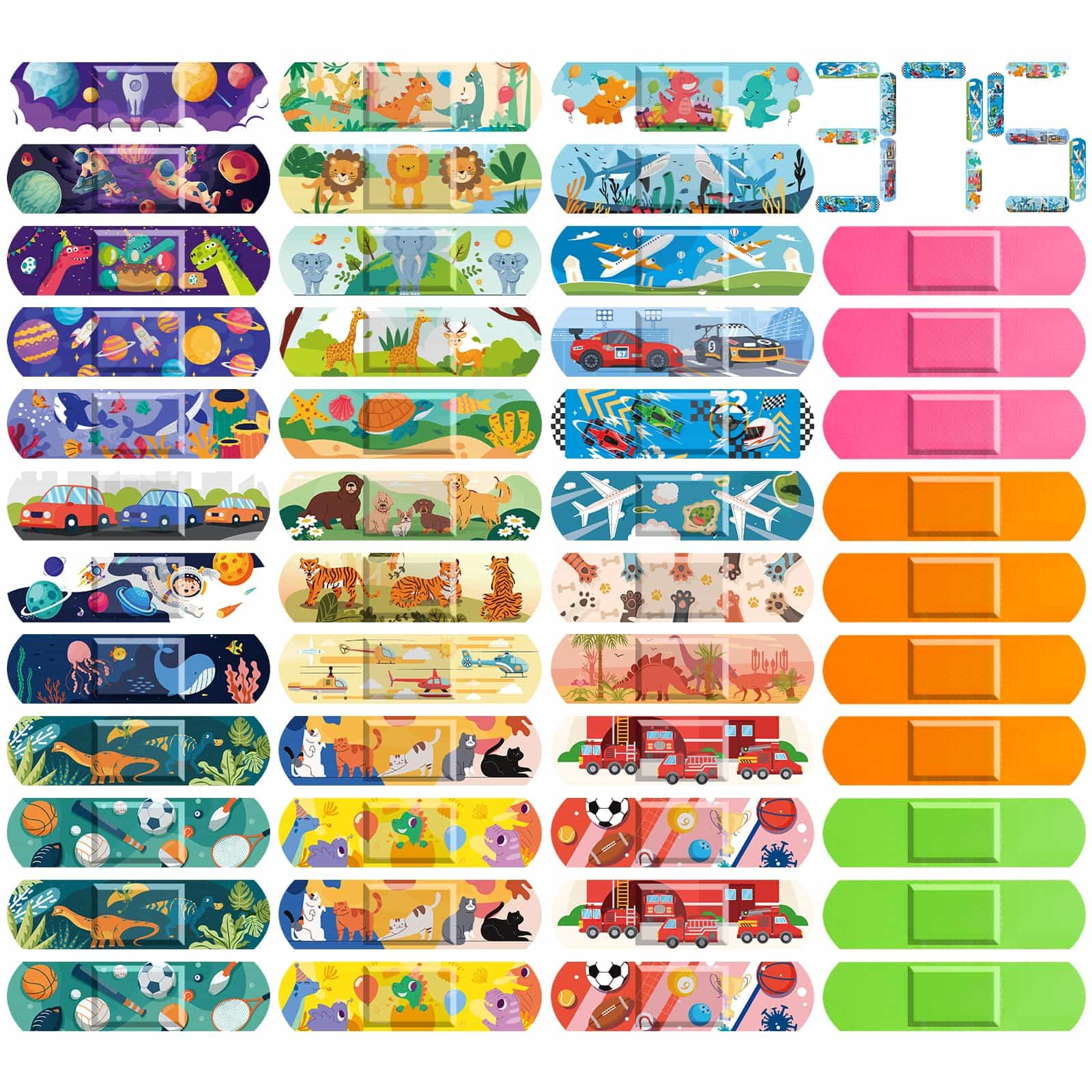 Sublaga kids bandages 375 pieces in 33 styles for daily use