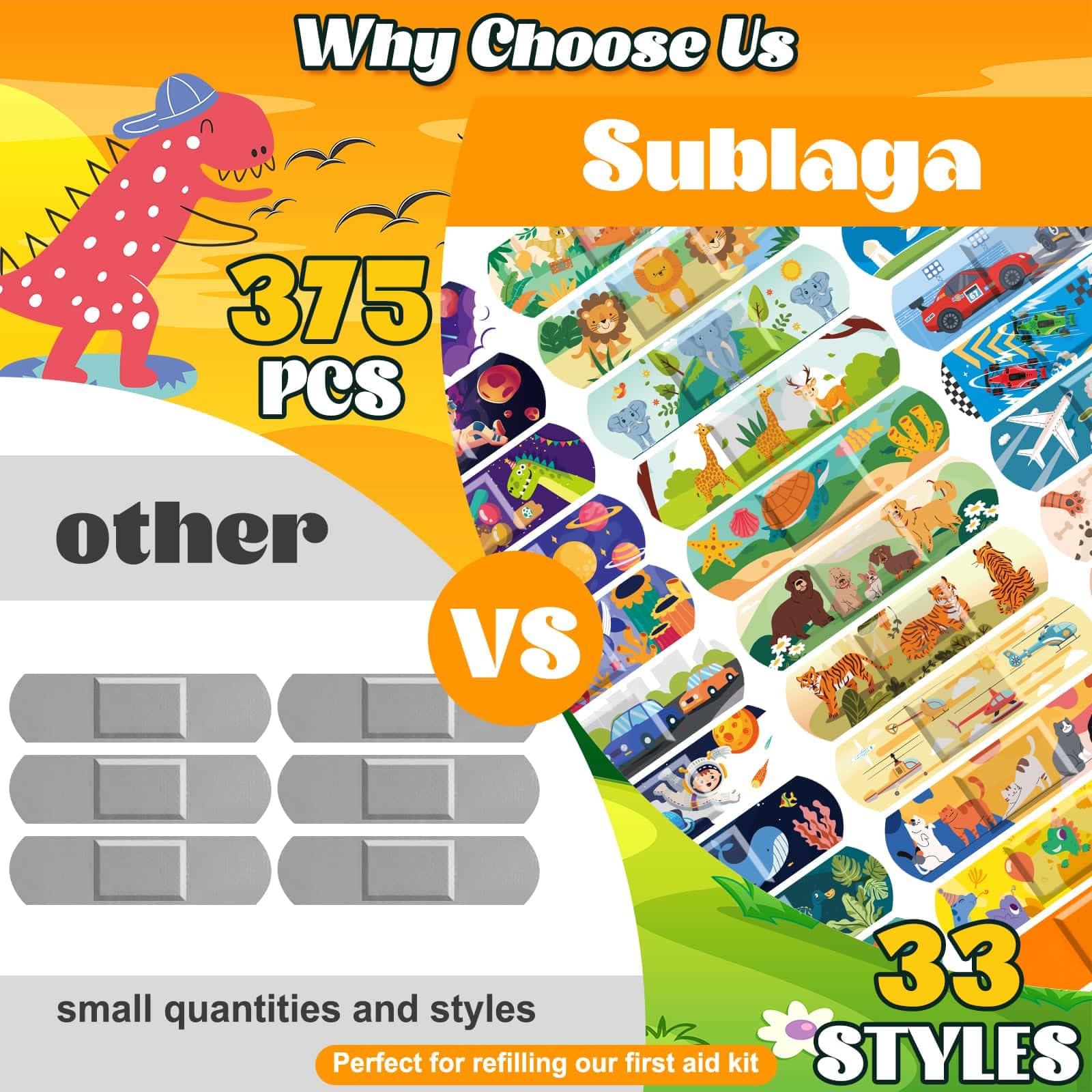 Sublaga kids bandages with durable PE material for reliable everyday protection