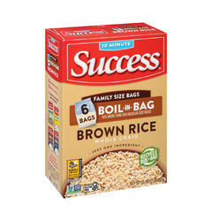 SUCCESS Boil-in-Bag Brown Rice microwaved to fluffy perfection in 10 minutes.