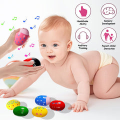 sucenance Montessori egg shakers in bright colors for classroom rhythm