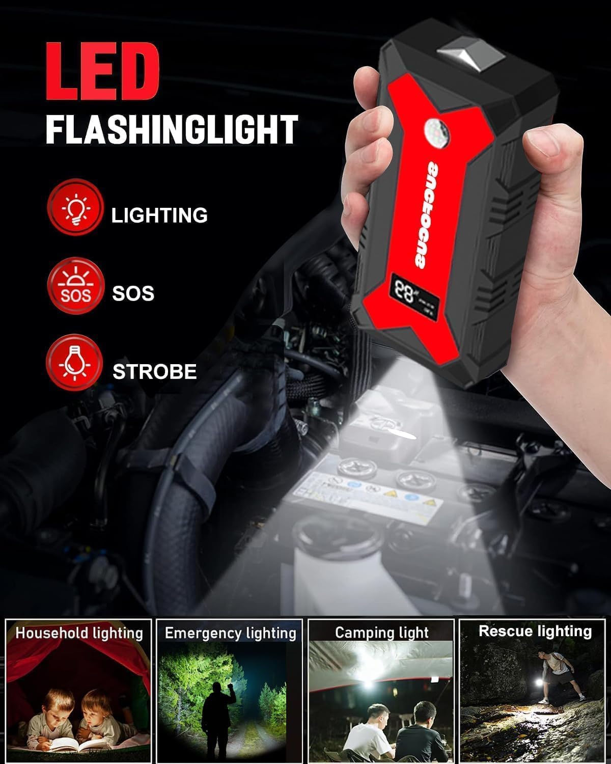 SUCFOCUS smart jumper cables connected for safe boost.