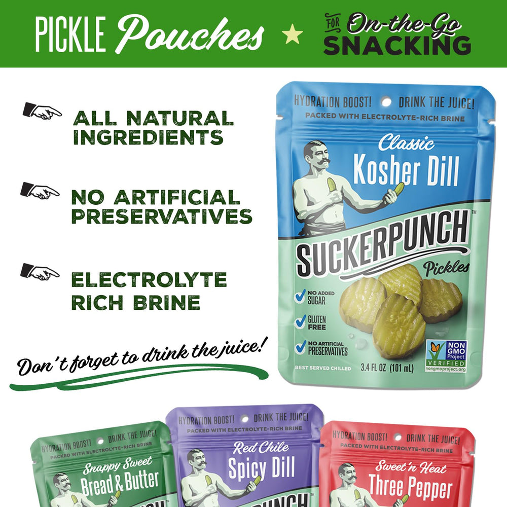 SuckerPunch 12-pack display showing gluten free, sugar free, low carb snack options