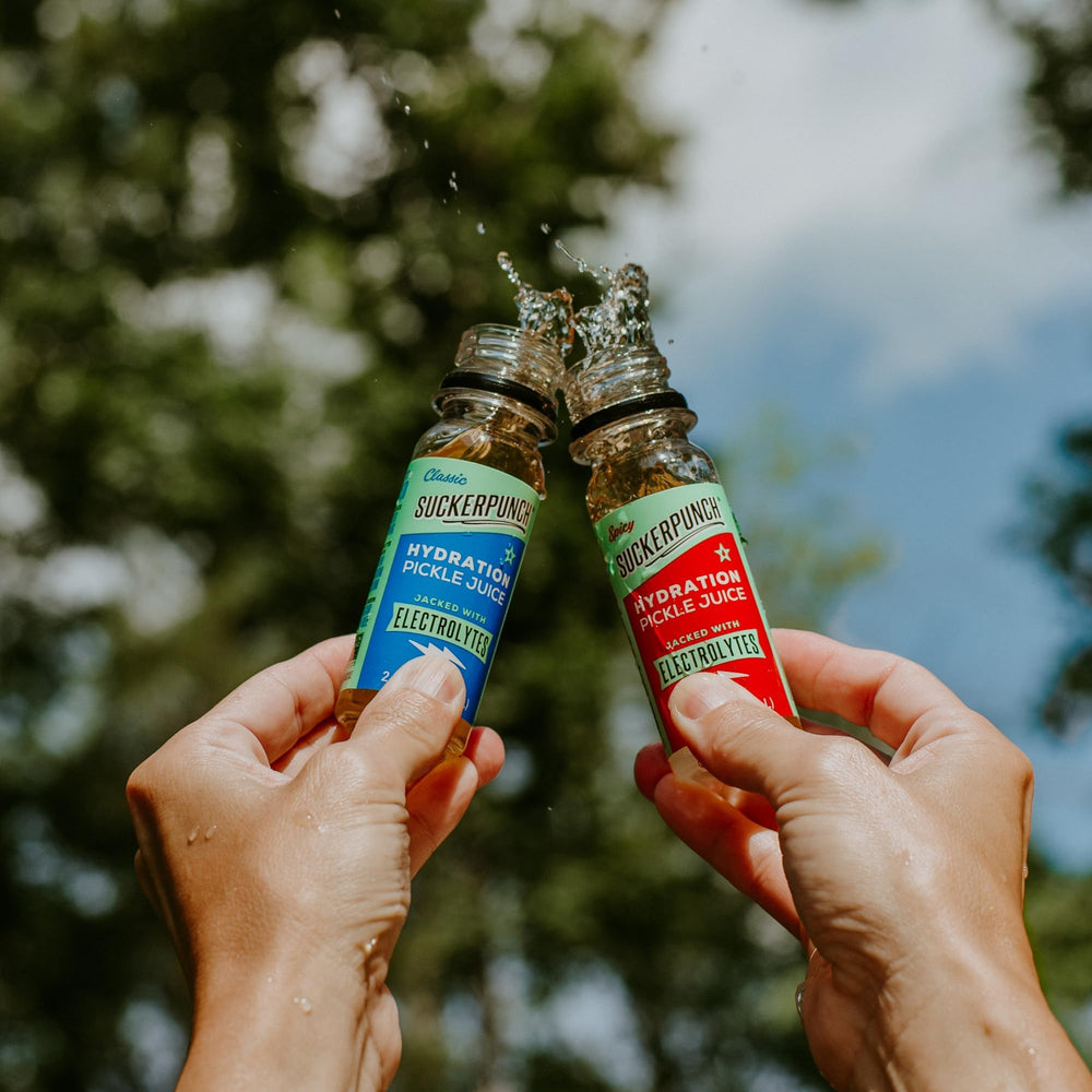 Suckerpunch pickle shot on-the-go option offers convenient electrolyte support.