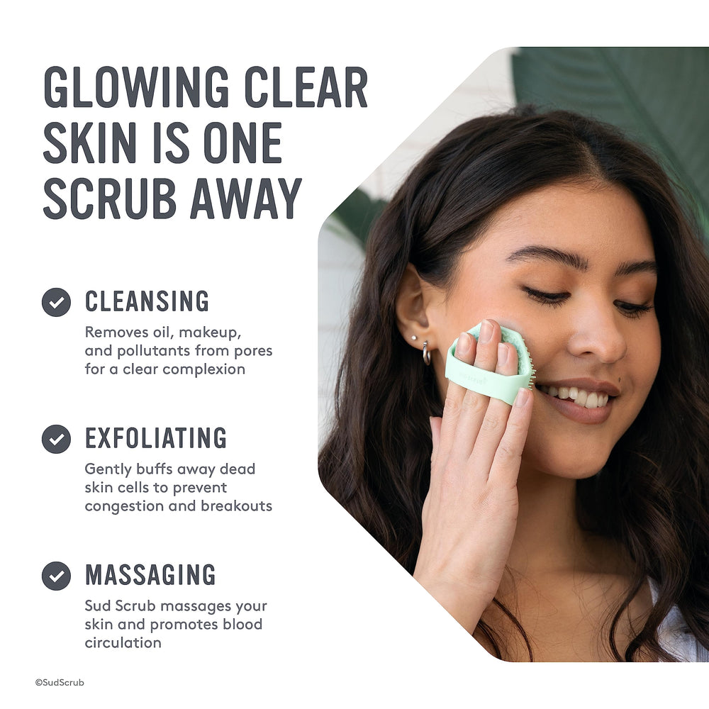 Sud Scrub Charcoal Face Scrubber close-up of soft silicone bristles for gentle exfoliation.