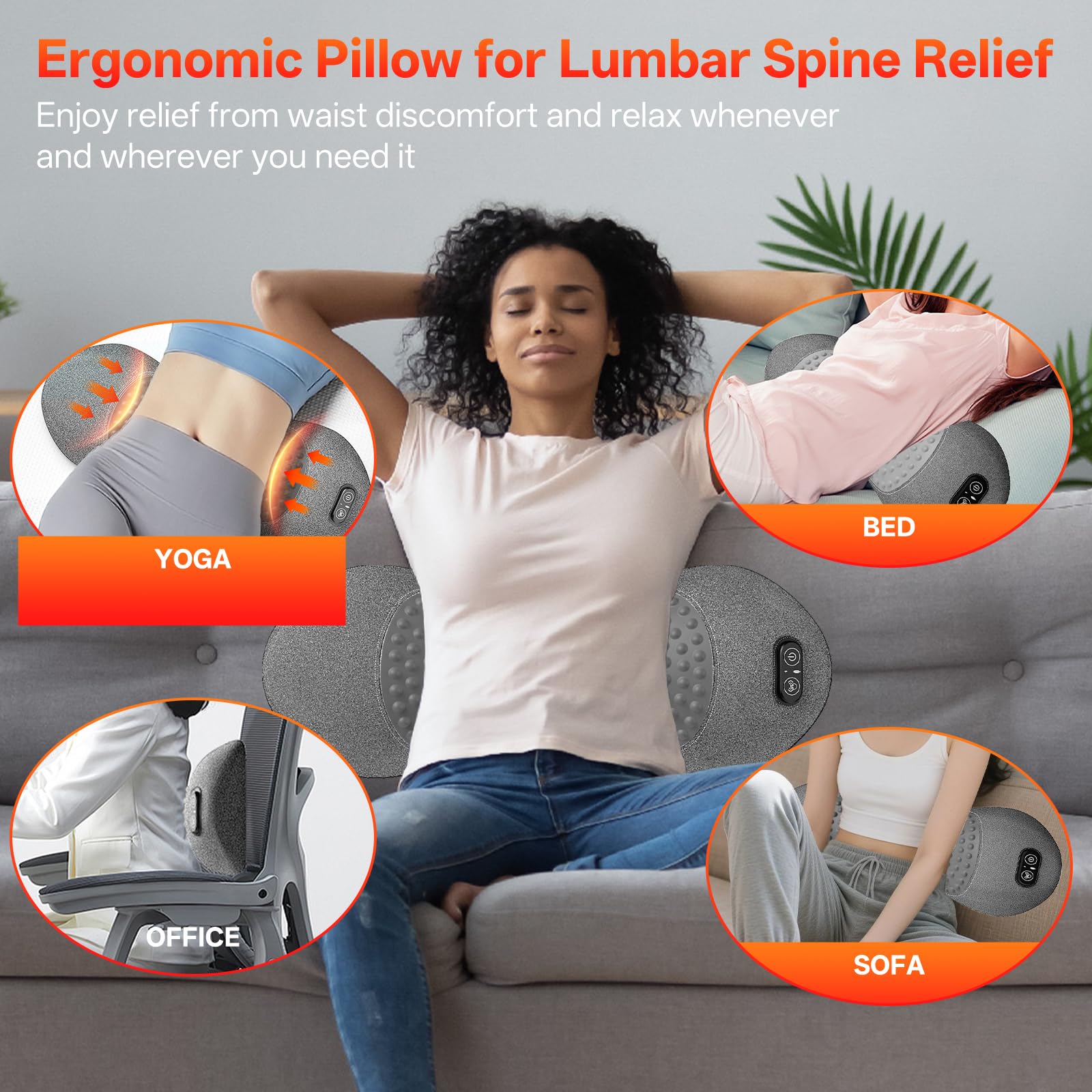 SUDAHIA lumbar pillow fabric closeup emphasizes breathable, skin-friendly material