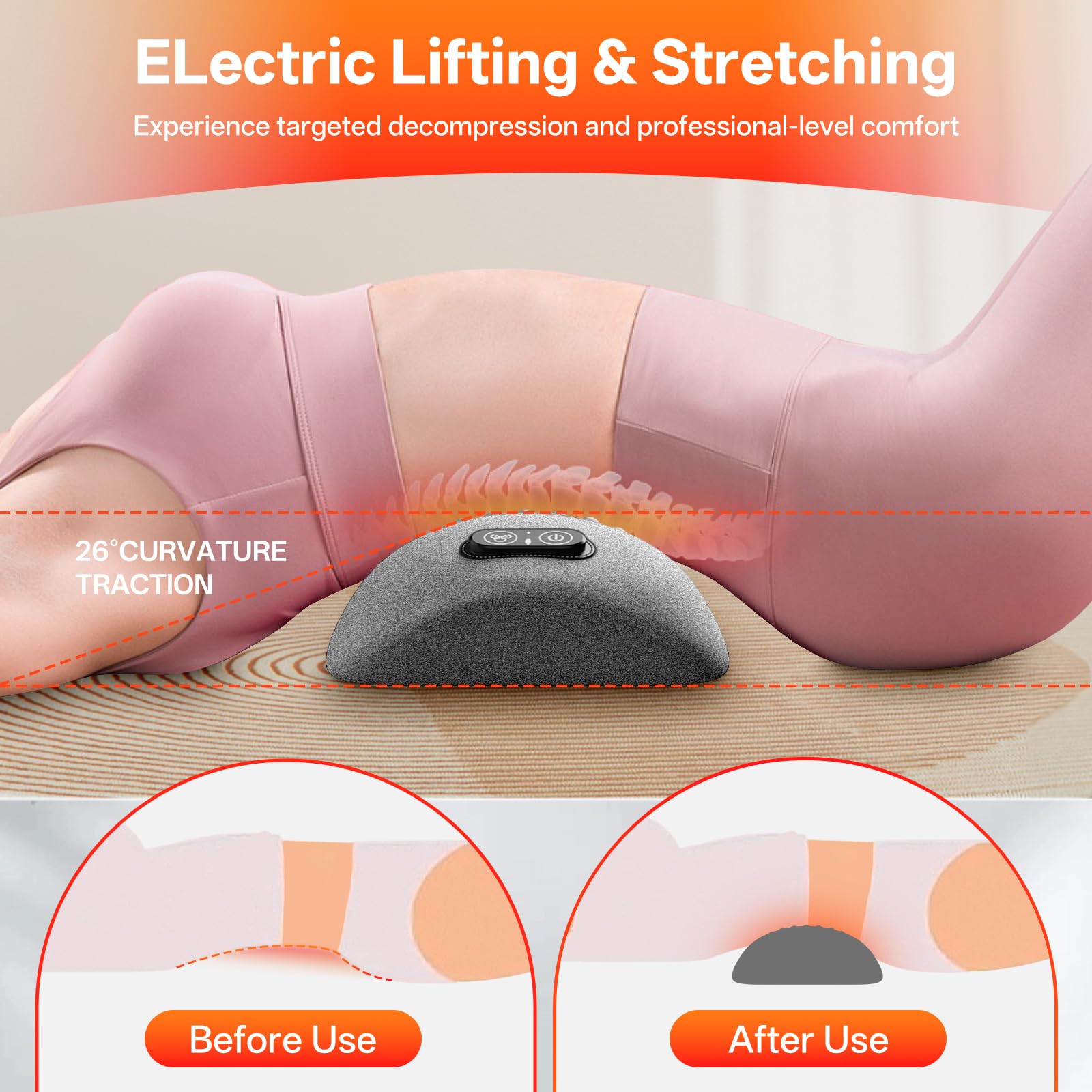 SUDAHIA lumbar pillow heat function highlights soothing warmth