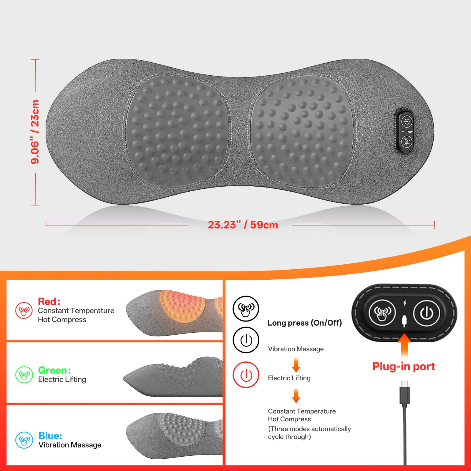 SUDAHIA lumbar pillow traction mode image shows gentle spine stretch