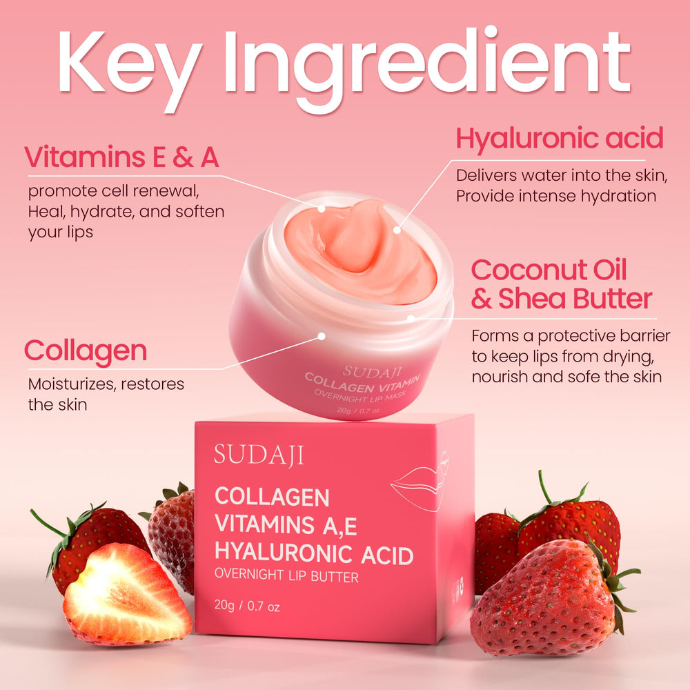 SUDAJI Hydrating Lip Balm with hyaluronic acid nourishes dry lips.