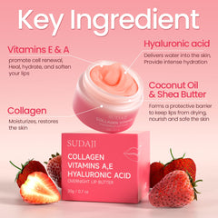 SUDAJI Hydrating Lip Balm with hyaluronic acid nourishes dry lips.
