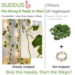 Suddus plug-in ivy curtain setup enables stable, continuous illumination