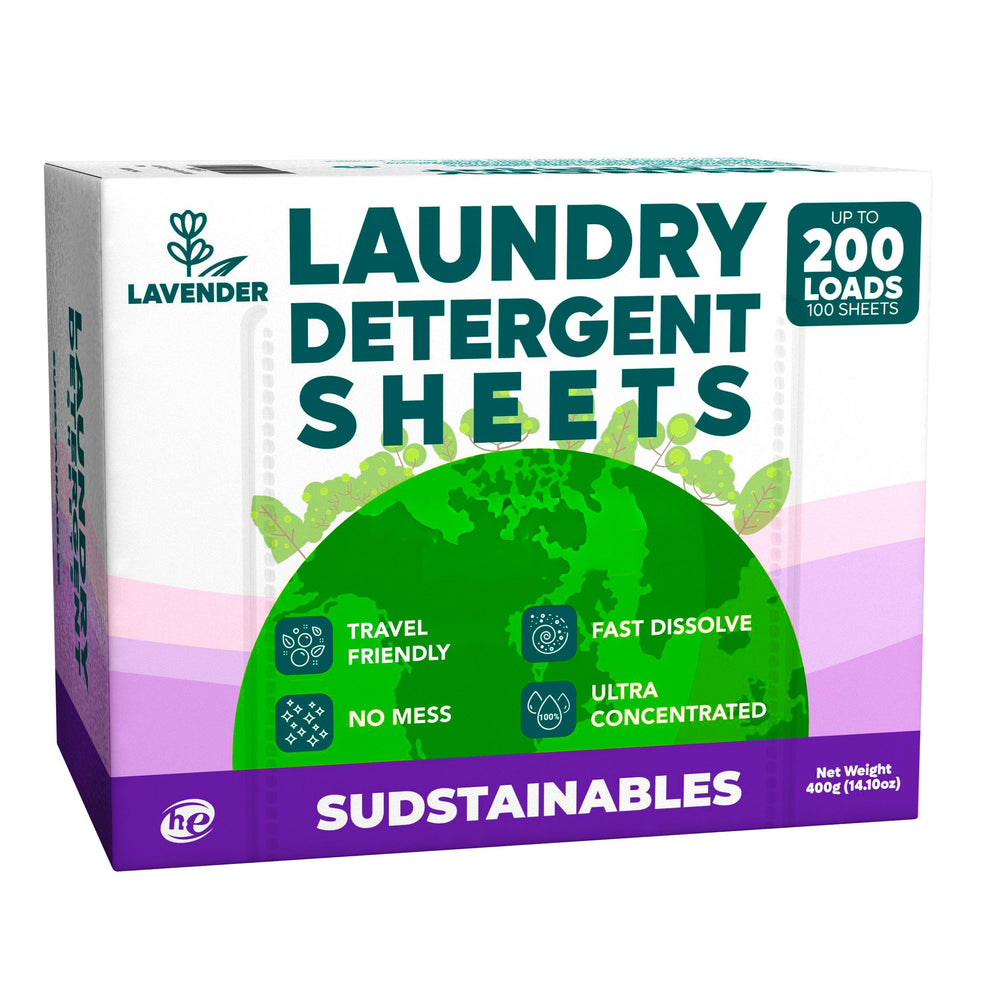 Sudstainables lavender laundry sheets dissolve quickly for a fresh wash.